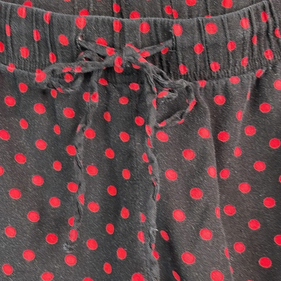 5/$25 LA SENZA Polka Dot Pajama Shorts Black Red Elastic Drawstring Mid Rise L - Picture 5 of 11
